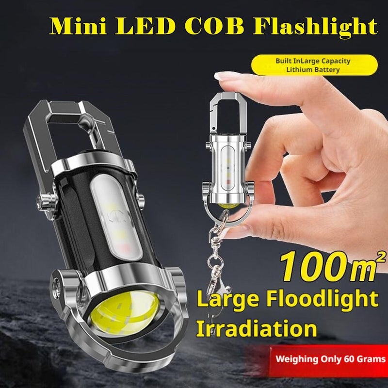 Portable Rechargeable Super Bright Mini Keychain Flashlight - 7 Mode Flashlight with COB side lights, Type-C fast charging, IPX4 Waterproof, Compact Aluminum Alloy Keychain Light (A 1pcs) - Image 3